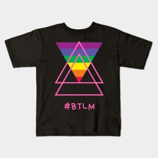 Hashtag BTLM Black Trans Lives Matter rainbow triangles Kids T-Shirt